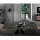 Tavolo con Allunghe Integrate in Ceramica e Acciaio Made in Italy - Dalmata Viadurini