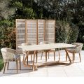 Tavolo con Base in Legno e Piano in Ceramica Chianca di Ostuni - Infinity
