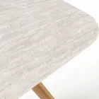 Tavolo con Base in Legno e Piano in Ceramica Travertino Chiaro - Infinity Viadurini
