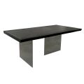 Tavolo con Piana Placcata in Rovere Massello e Base in Cristallo Made in Italy - Noelia