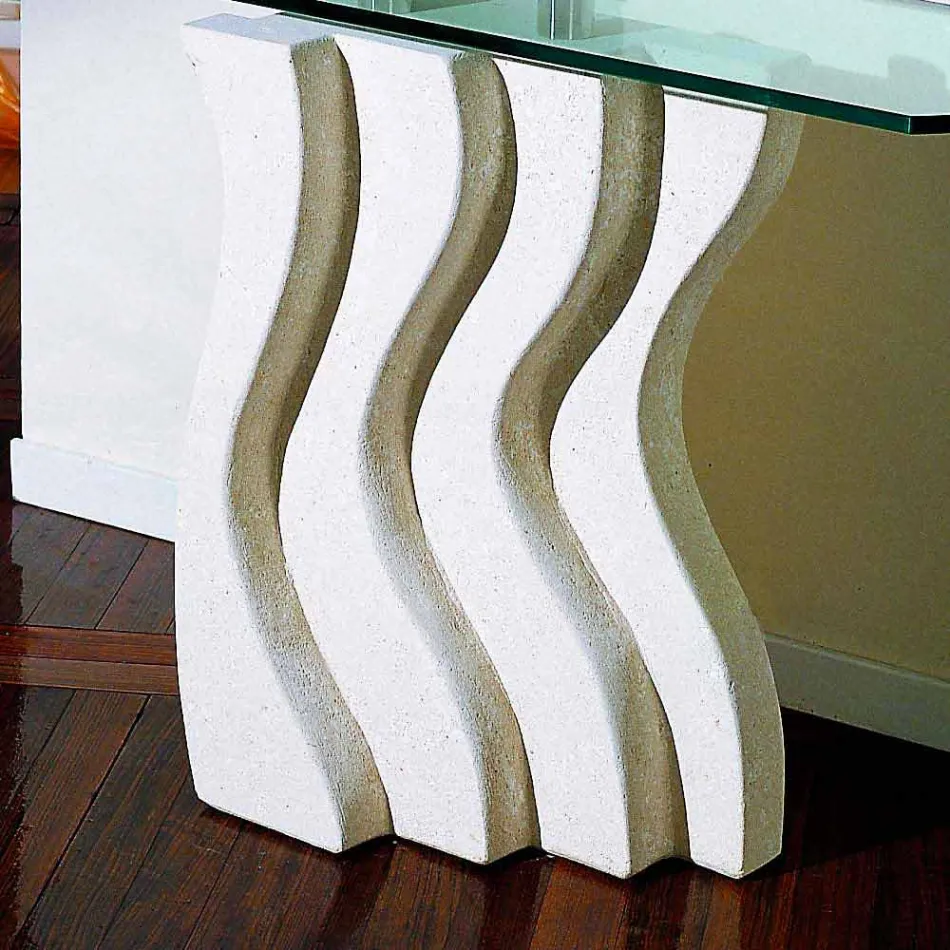 Tavolo consolle in pietra e cristallo dal design moderno Ciril Viadurini