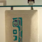 Tavolo consolle rettangolare in pietra e cristallo di design Soter Viadurini