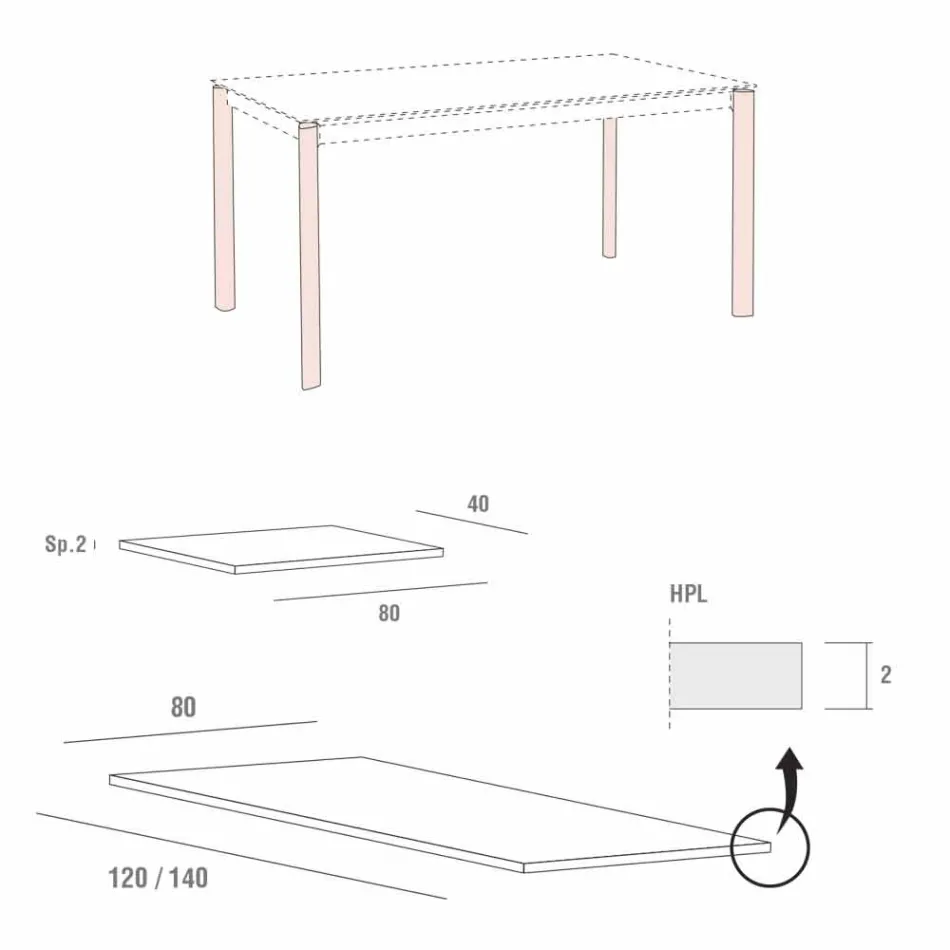 Tavolo Cucina Allungabile Fino a 240 cm Effetto Legno Made in Italy - Maltese Viadurini