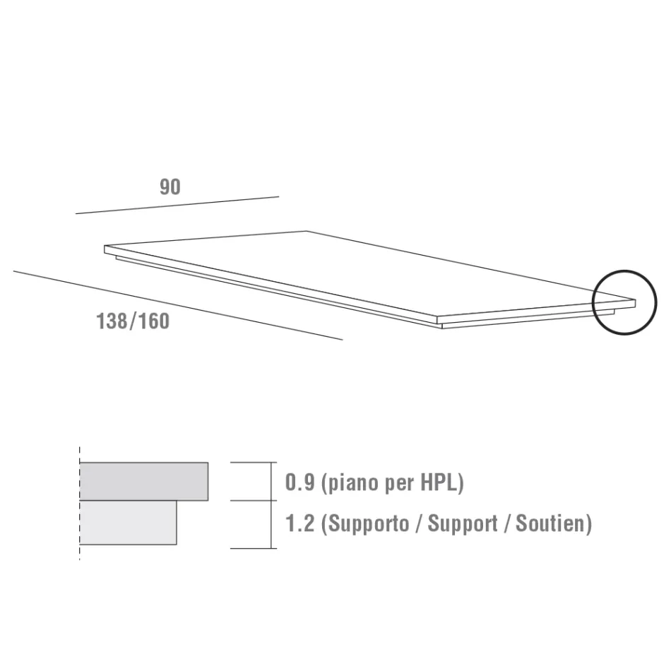Tavolo Cucina Allungabile Fino a 240 cm in Hpl Pregiato Made in Italy - Jupiter Viadurini