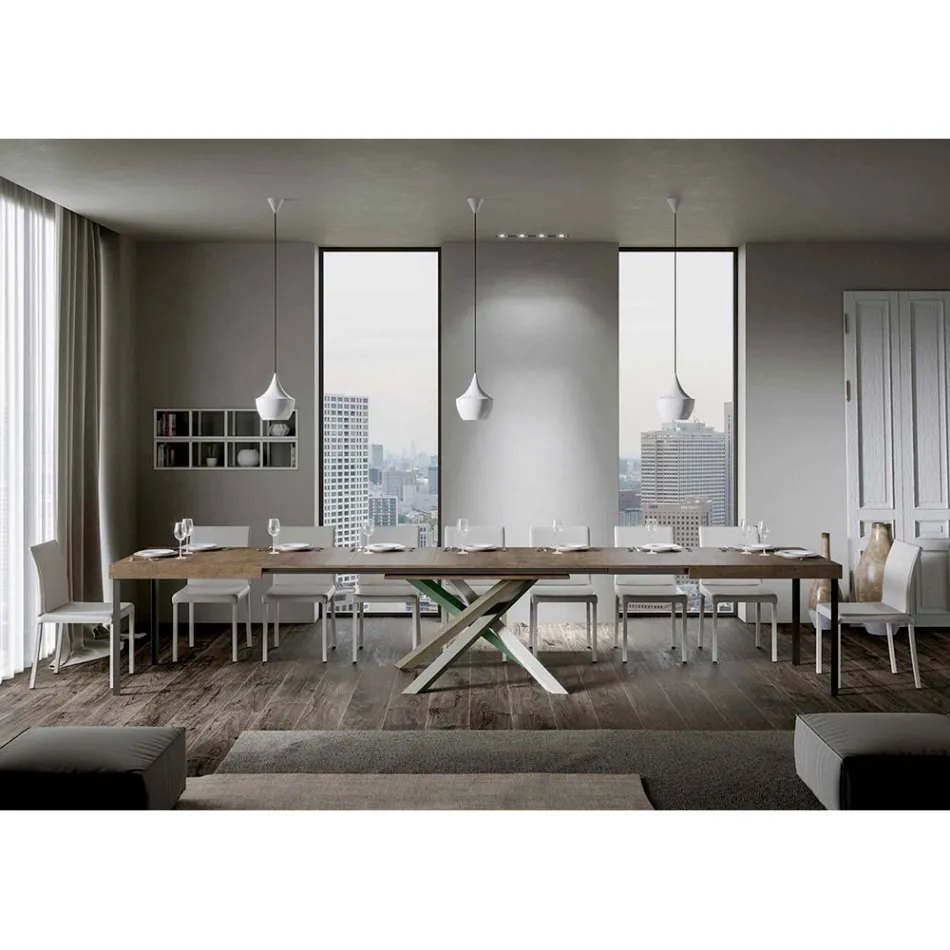 Tavolo Cucina Allungabile Fino a 440 cm in Legno e Ferro Made in Italy - Lennon Viadurini