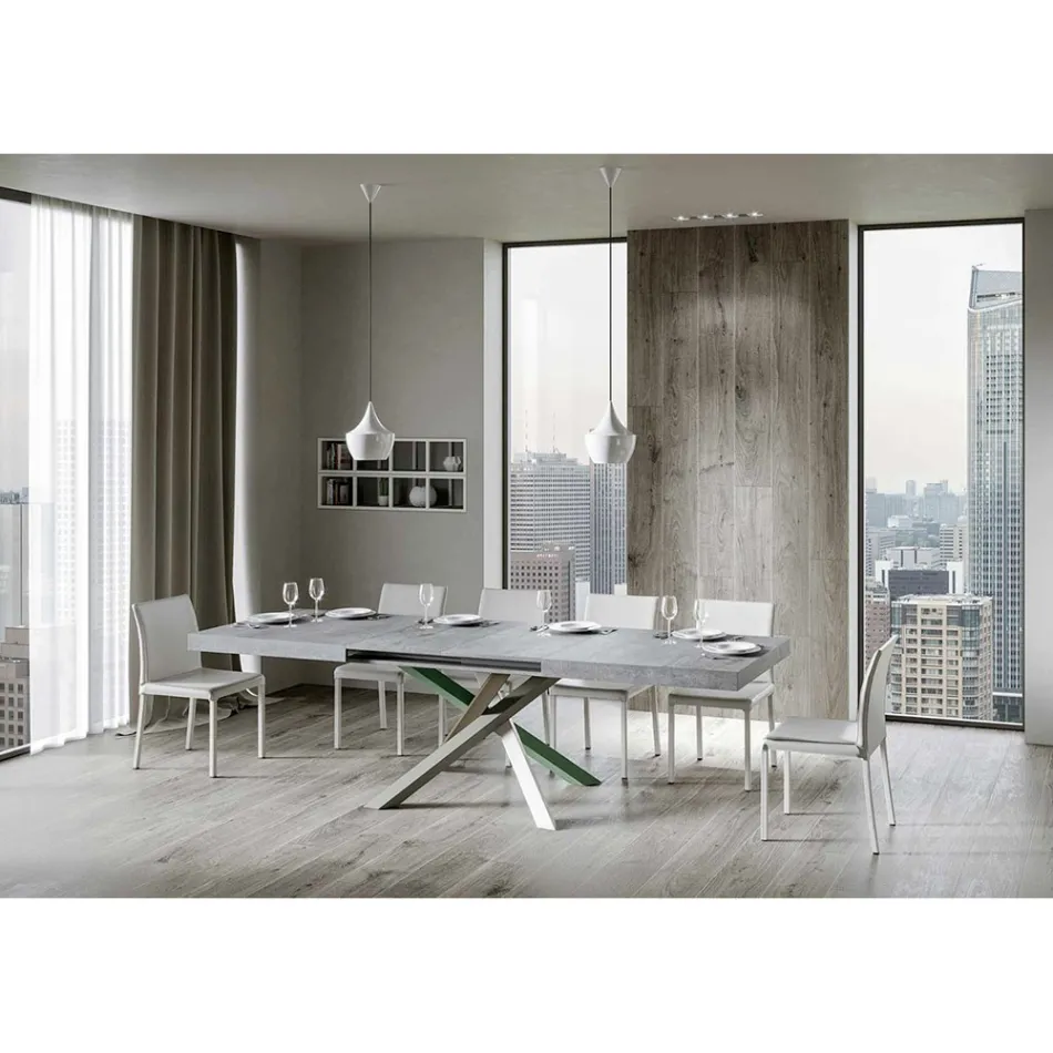 Tavolo Cucina Allungabile Fino a 440 cm in Legno e Ferro Made in Italy - Lennon Viadurini