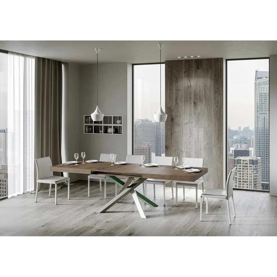 Tavolo Cucina Allungabile Fino a 440 cm in Legno e Ferro Made in Italy - Lennon Viadurini