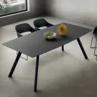 Tavolo Cucina in Fenix Stratificato e Alluminio Nero Made in Italy - Lingotto Viadurini