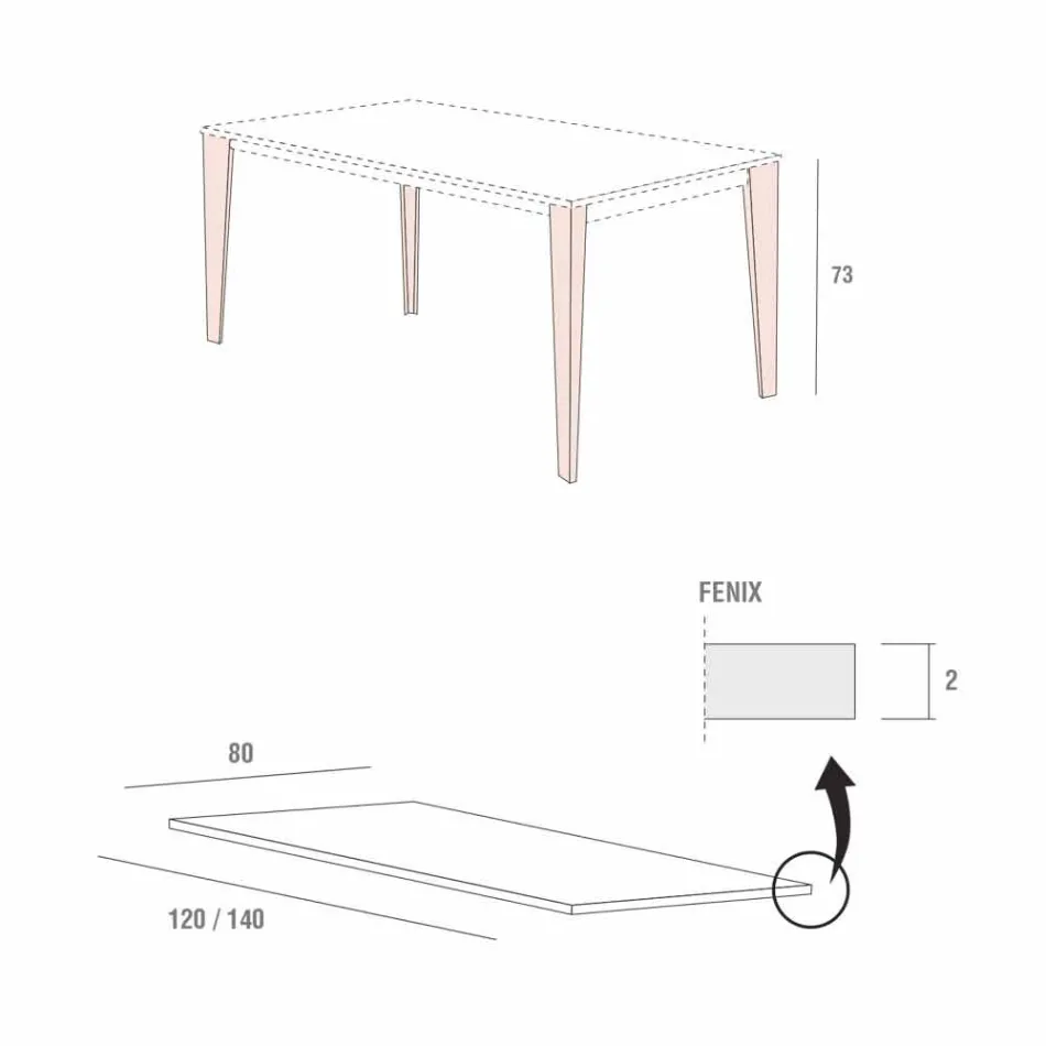 Tavolo Cucina in Metallo Verniciato con Piano in Fenix Made in Italy - Efisto Viadurini