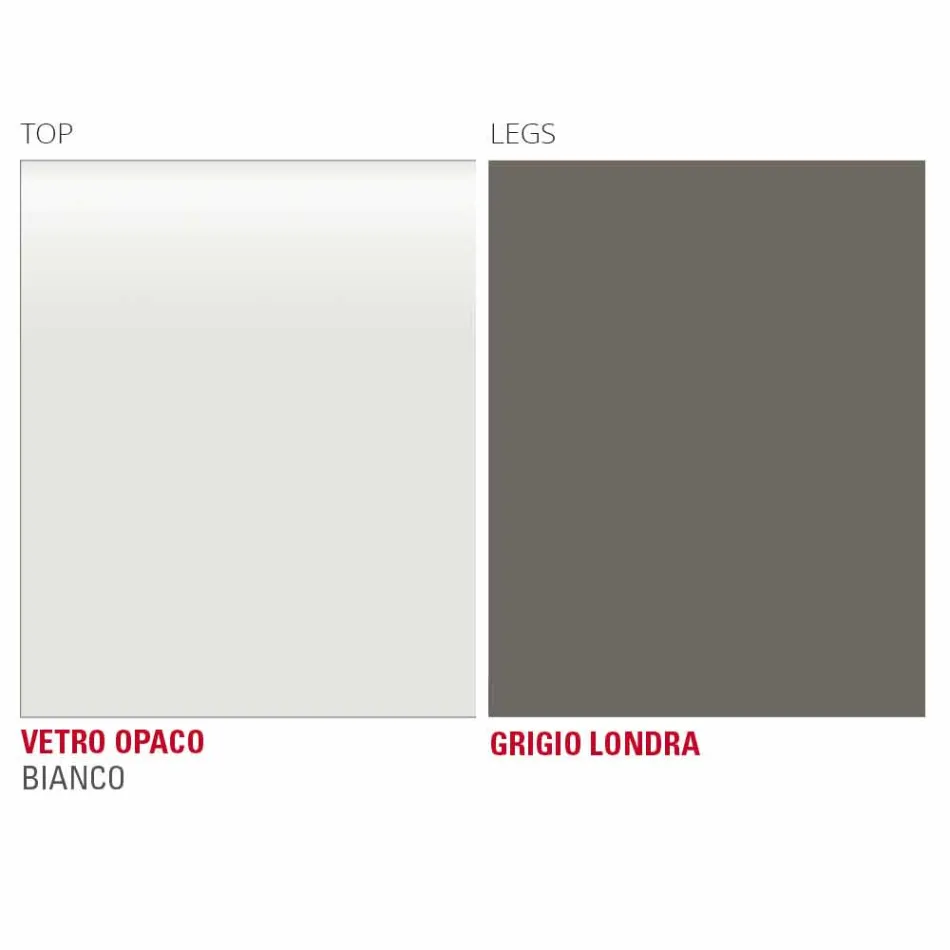 Tavolo Cucina in Vetro Opaco con Struttura in Metallo Made in Italy - Spilla Viadurini