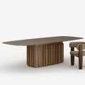 Tavolo da 300 cm in Vetro con Base in Metallo di Design Made in Italy - Lunaria