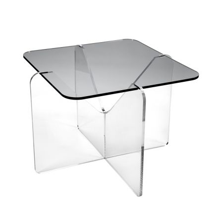Tavolo da Caffè da Salotto Design in Plexiglass Trasparente o Fumè - Draco Viadurini