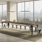 Tavolo da Cucina Allungabile in Legno e Ferro Antracite Made in Italy – Sassone Viadurini