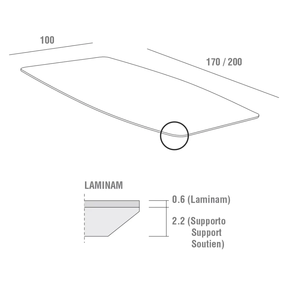 Tavolo da Cucina con Piano in Laminam Made in Italy, di Alta Qualità - Lingotto Viadurini