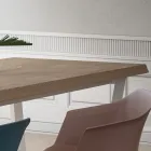 Tavolo da Cucina Fisso in Metallo e Piano in Legno Made in Italy - Bastiano Viadurini