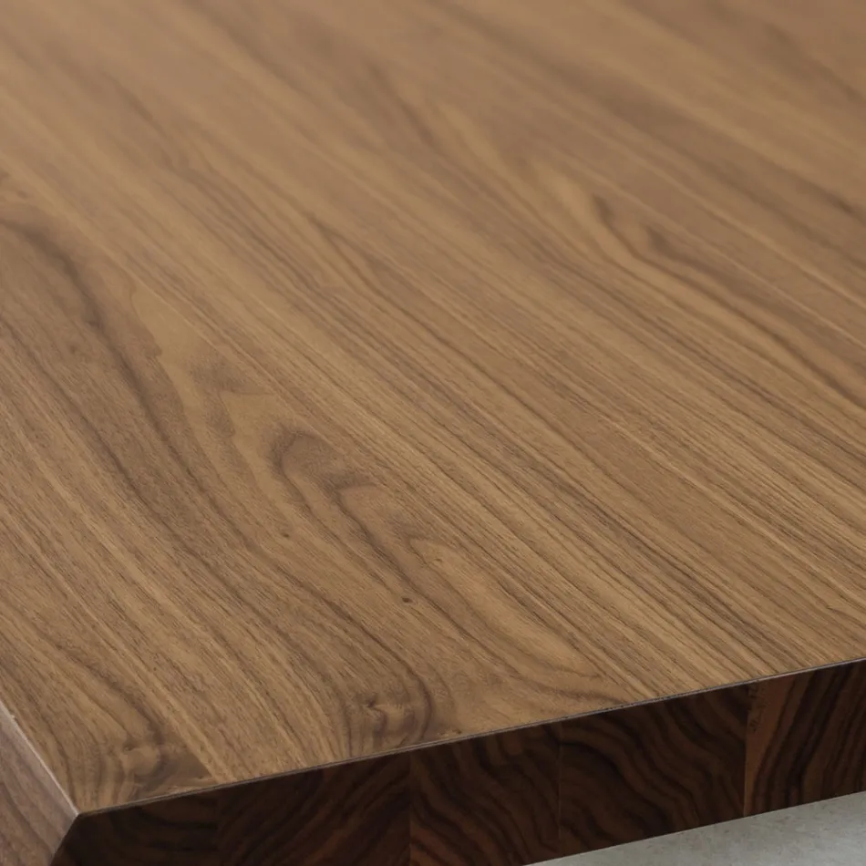 Tavolo da Cucina Fisso in Metallo e Piano in Legno Made in Italy - Bastiano Viadurini