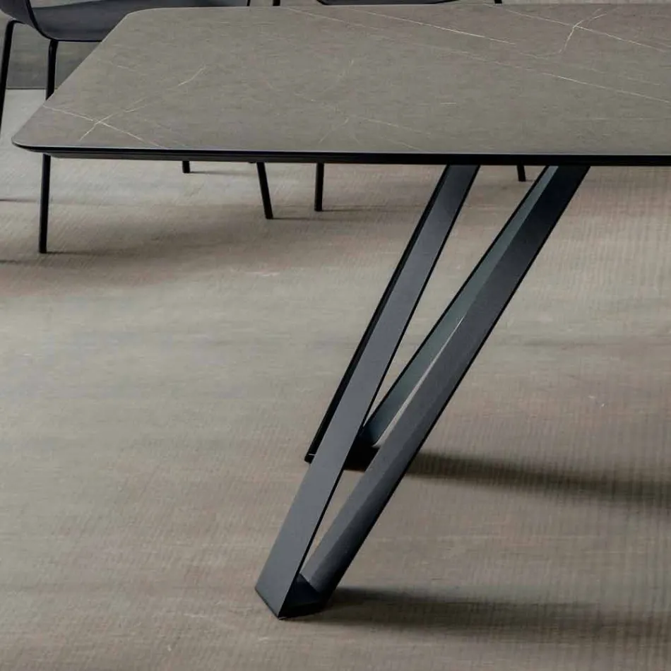 Tavolo da Cucina in Hpl con Base in Metallo Antracite Made in Italy - Aresto Viadurini
