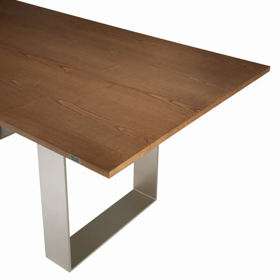 Tavolo da Cucina in Legno Massello e Gambe in Ferro Made in Italy - Pegasus Viadurini