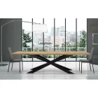 Tavolo da Cucina Moderno in Legno impiallacciato e Acciaio Made in Italy – Grotta Viadurini