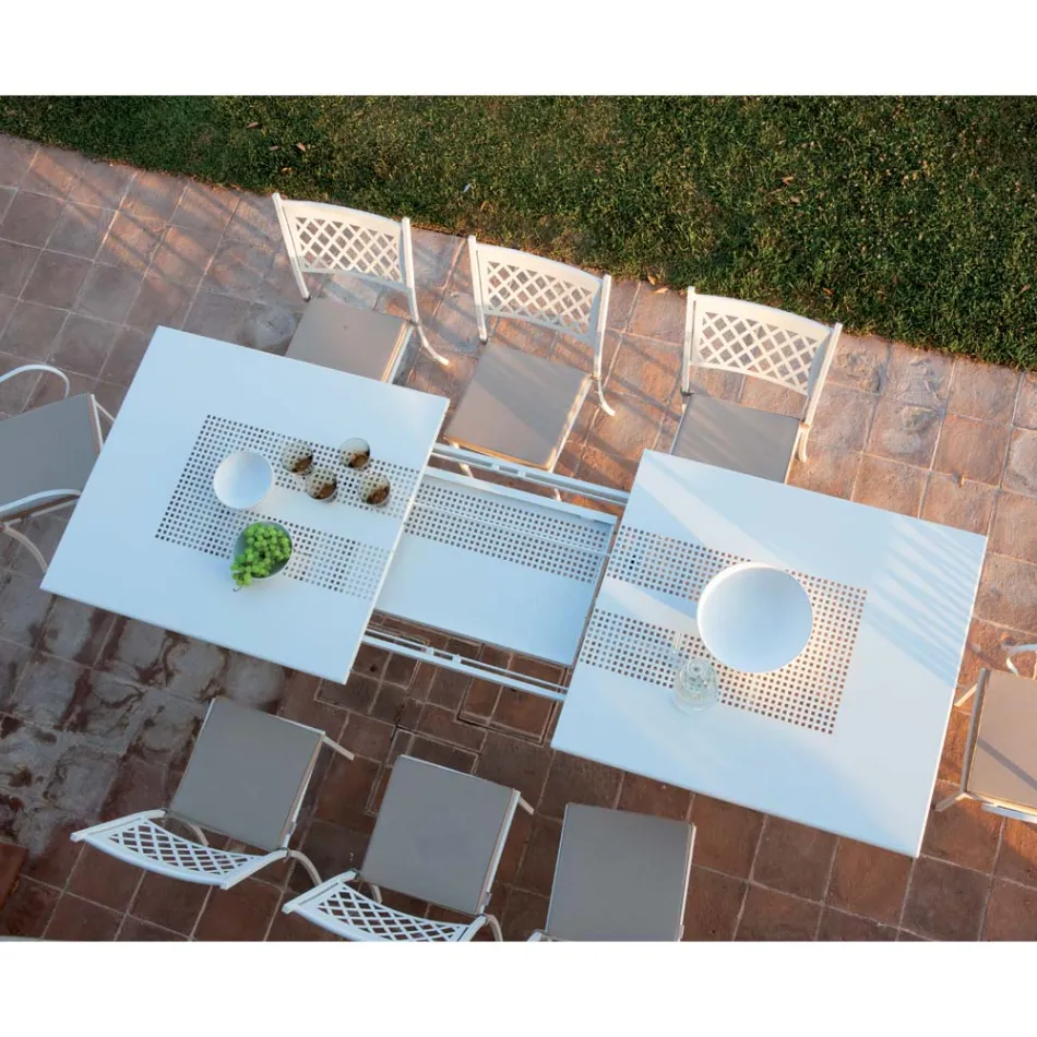 Tavolo da Esterno Allungabile Fino a 320 cm in Acciaio Zincato Made in Italy -Pearl  Viadurini