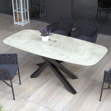 Tavolo da Esterno con Base in Alluminio e Piano in HPL Stratificato 12mm - Zefiro Viadurini