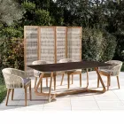 Tavolo da Esterno con Base in Legno e Piano in Ceramica Metal Corten - Infinity Viadurini