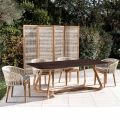 Tavolo da Esterno con Base in Legno e Piano in Ceramica Metal Corten - Infinity