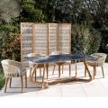 Tavolo da Esterno con Base in Legno e Piano in Ceramica Ocean Blue - Infinity