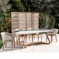 Tavolo da Esterno con Base in Legno e Piano in Ceramica Panda White - Infinity