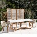 Tavolo da Esterno con Base in Legno e Piano in Ceramica Total White - Infinity