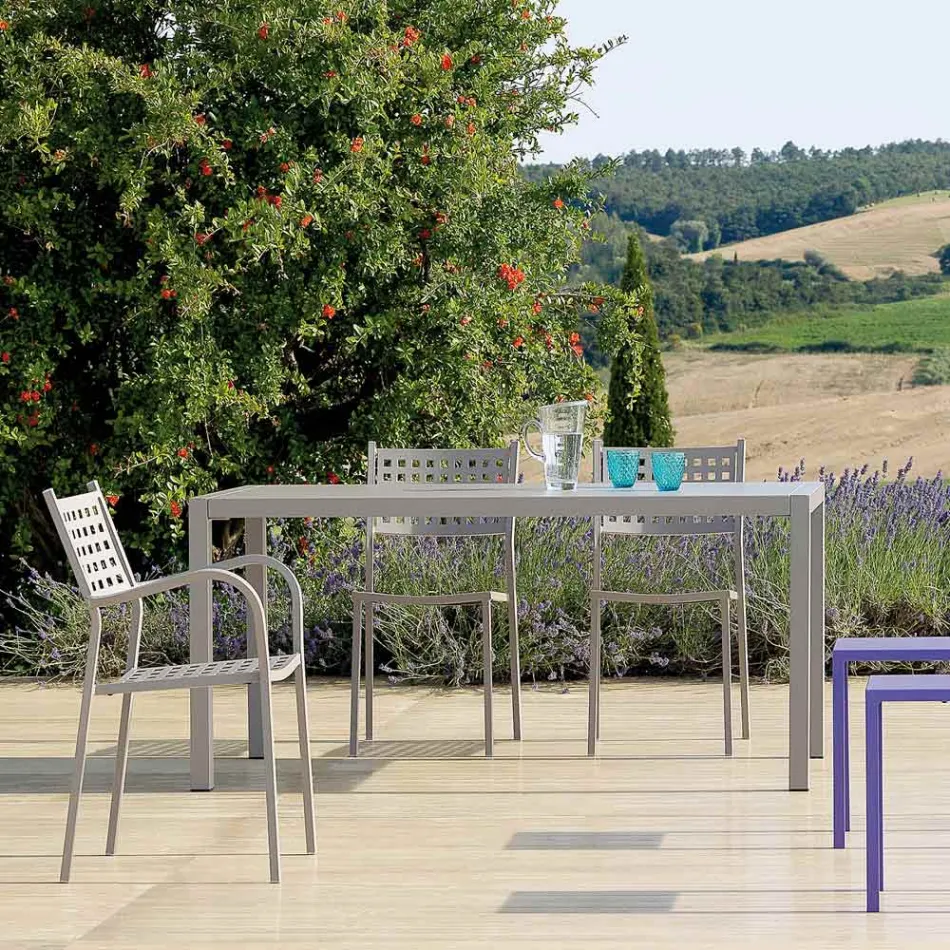 Tavolo da Esterno in Acciaio Zincato Rettangolare Made in Italy - Azul Viadurini