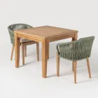 Tavolo da Giardino con Struttura in Teak Naturale Spazzolato - Artes Viadurini