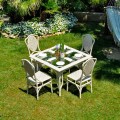 Tavolo da giardino di design con piano in vetro Romeo, fatto a mano