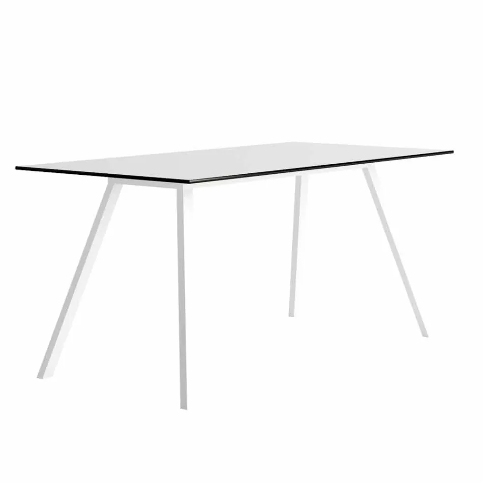 Tavolo da Giardino in Alluminio Bianco e Laminato Design Moderno - Oceania2 Viadurini