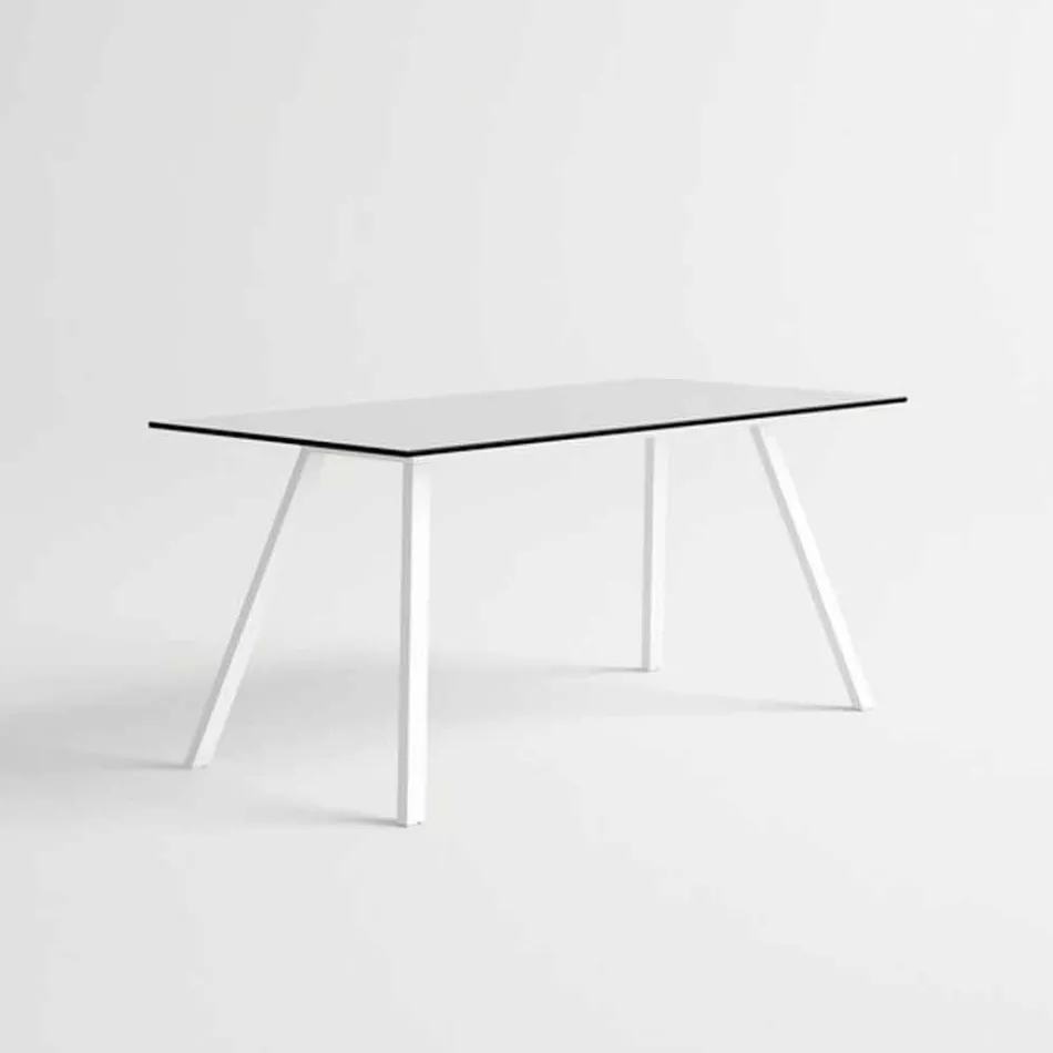 Tavolo da Giardino in Alluminio Bianco e Laminato Design Moderno - Oceania2 Viadurini