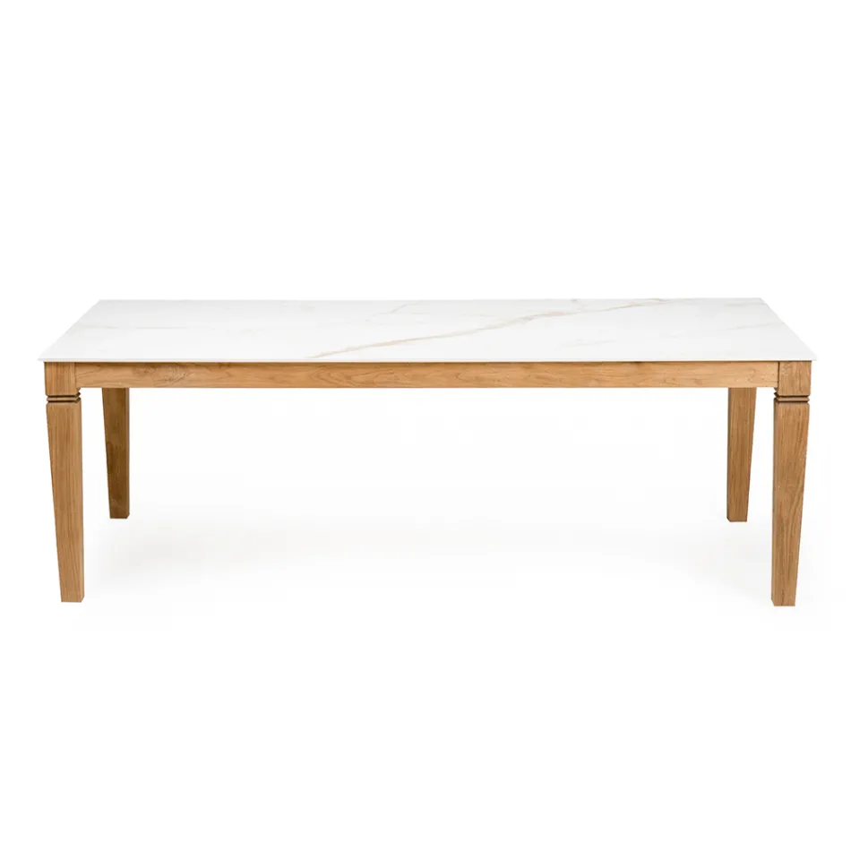 Tavolo da Giardino in Teak Naturale e Piano in Ceramica - Artes Viadurini