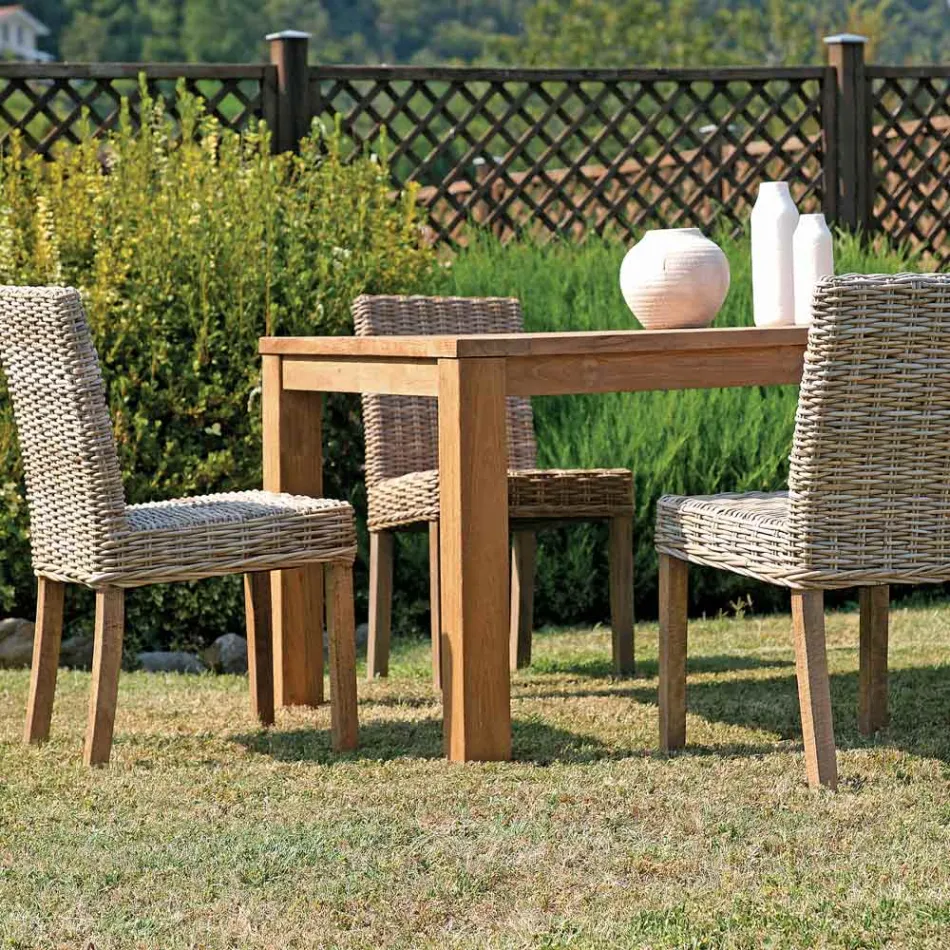 Tavolo da Giardino Rettangolare Realizzato in Teak Riciclato - Elianto  Viadurini