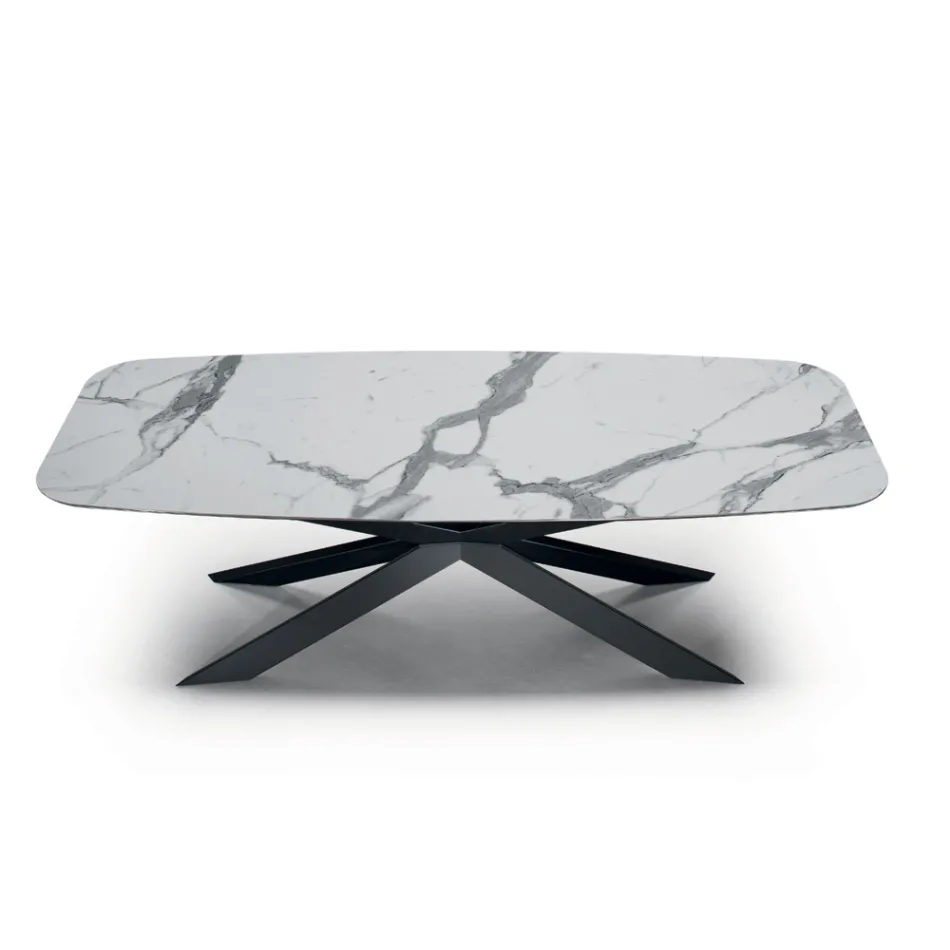Tavolo da Pranzo a Botte in Laminato Effetto Marmo Made in Italy - Grotta Viadurini