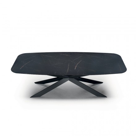Tavolo da Pranzo a Botte in Laminato Effetto Marmo Made in Italy - Grotta Viadurini