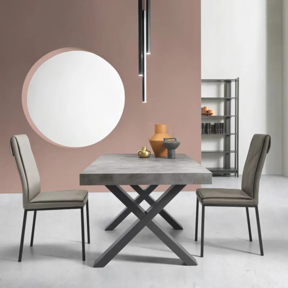 Tavolo da Pranzo Allungabile a 260 cm Effetto Cemento Moderno - Lenova Viadurini