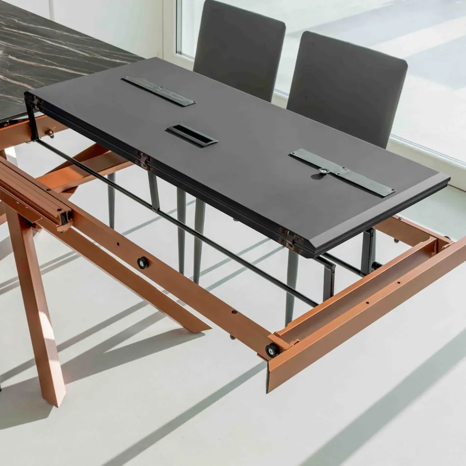 Tavolo da Pranzo Allungabile con Struttura in Metallo Made in Italy - Elastico Viadurini