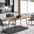 Tavolo da Pranzo Allungabile Fino a 160 cm in Mdf e Metallo Nero - Crumiro Viadurini