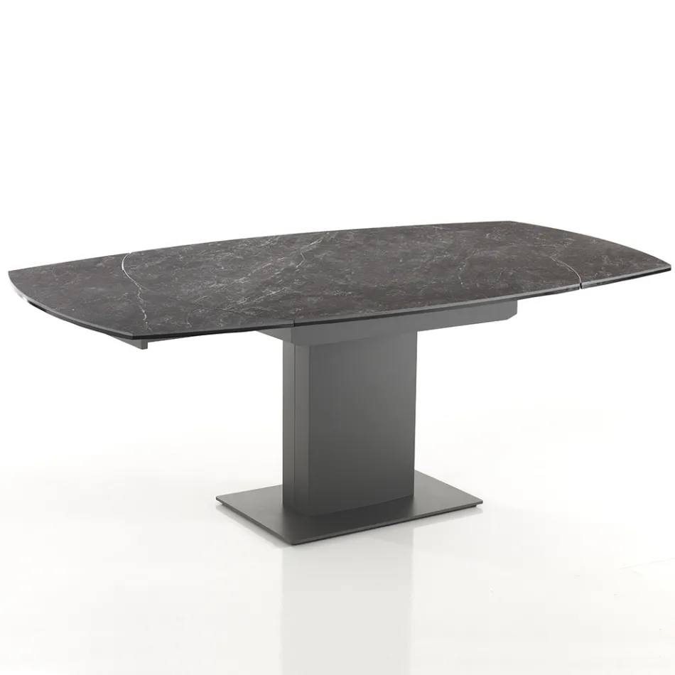 Tavolo da Pranzo Allungabile Fino a 180 cm in Ceramica e Acciaio - Catone Viadurini