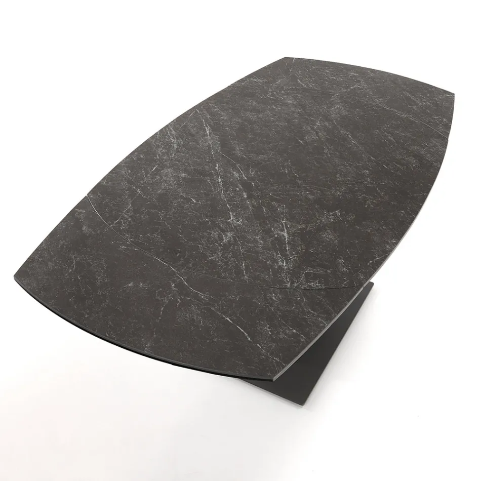 Tavolo da Pranzo Allungabile Fino a 180 cm in Ceramica e Acciaio - Catone Viadurini