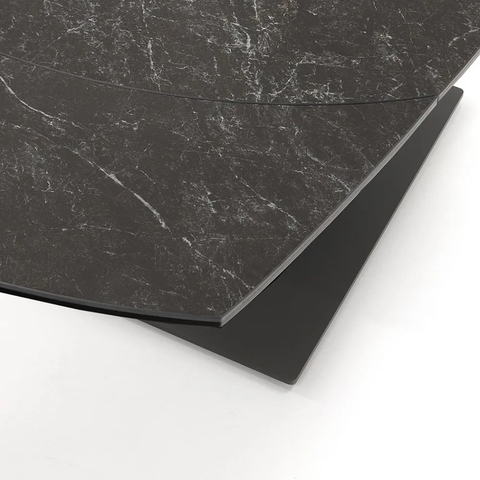 Tavolo da Pranzo Allungabile Fino a 180 cm in Ceramica e Acciaio - Catone Viadurini