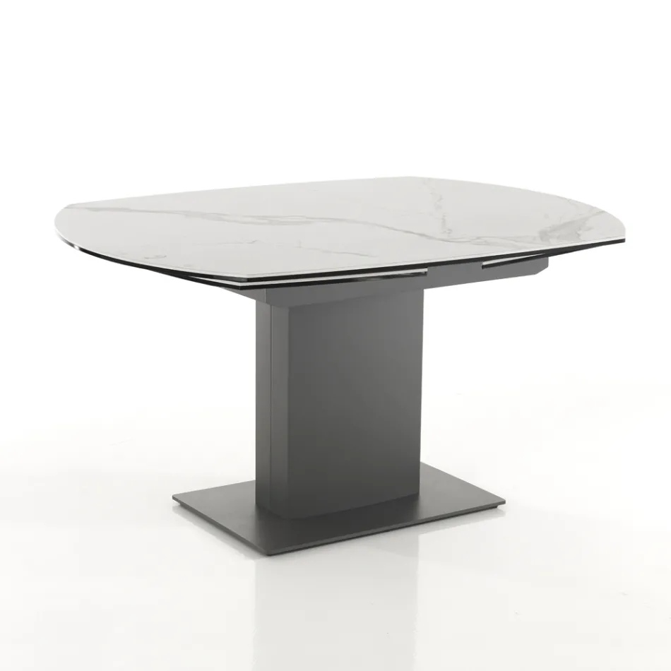 Tavolo da Pranzo Allungabile Fino a 180 cm in Ceramica e Acciaio - Catone Viadurini