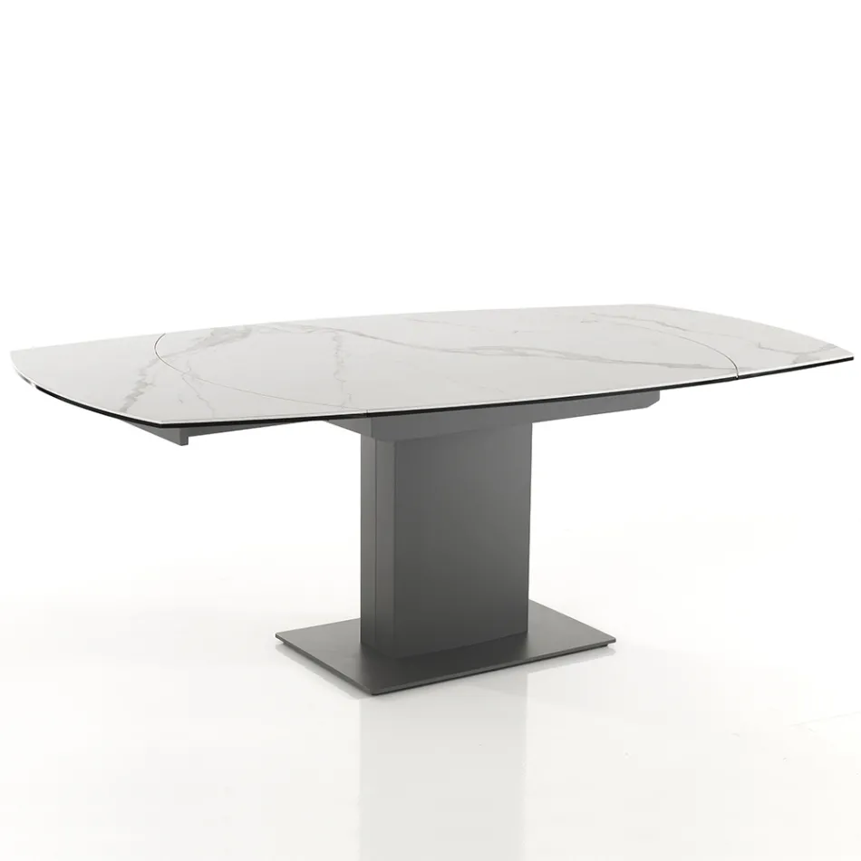 Tavolo da Pranzo Allungabile Fino a 180 cm in Ceramica e Acciaio - Catone Viadurini