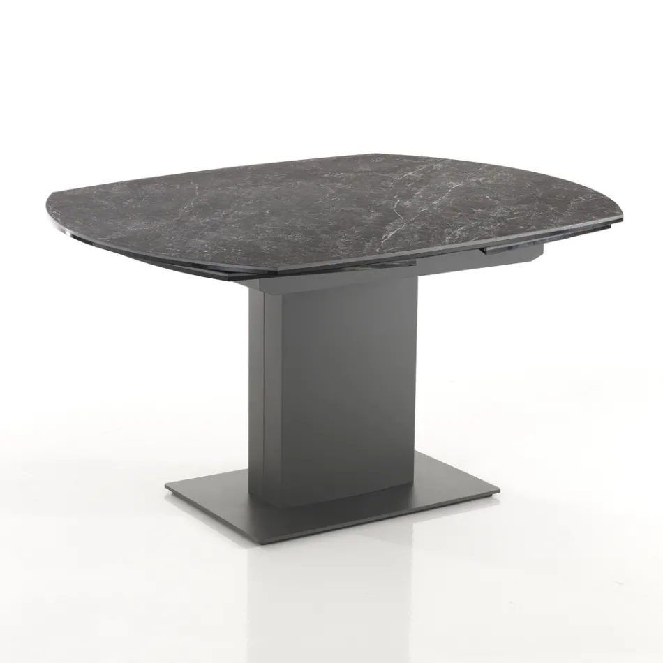 Tavolo da Pranzo Allungabile Fino a 180 cm in Ceramica e Acciaio - Catone Viadurini