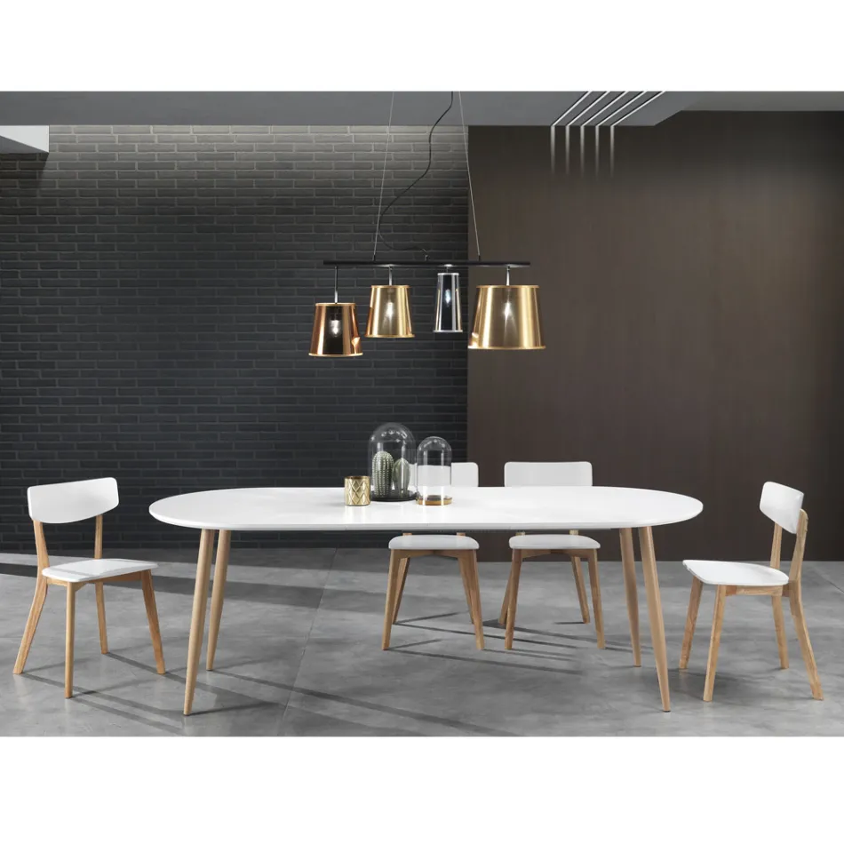 Tavolo da Pranzo Allungabile Fino a 220 cm in Mdf Bianco Opaco - Toledo Viadurini