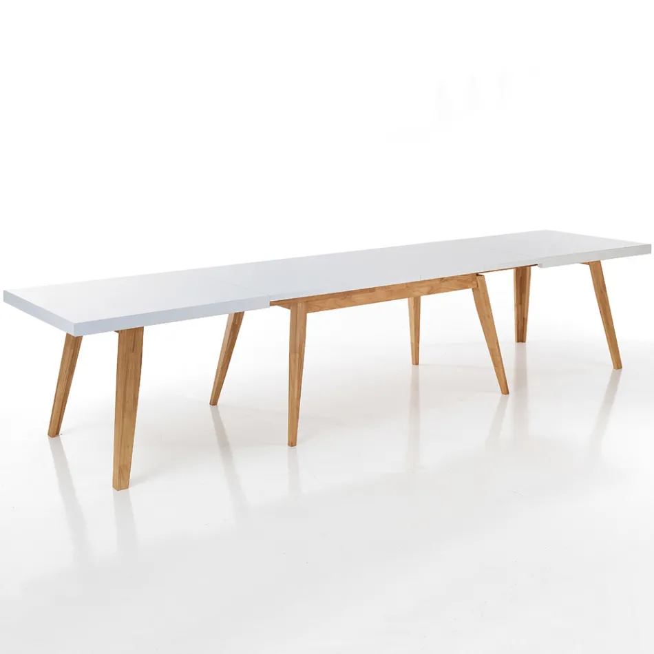 Tavolo da Pranzo Allungabile Fino a 315 cm in Mdf e Legno Massello - Paolo Viadurini